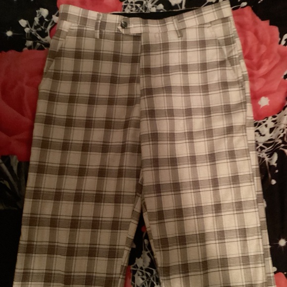 3-piece suit with a brown and cream plaid pattern. - Picture 4 of 4